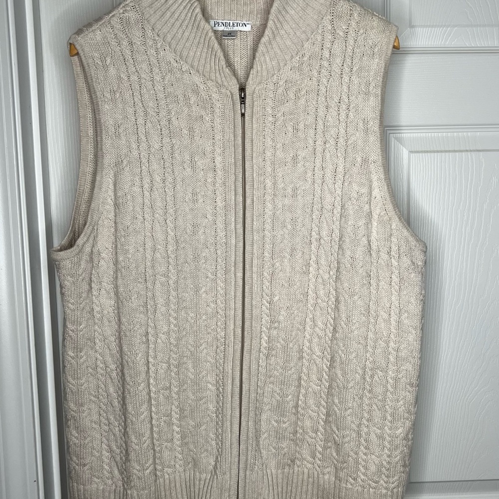 Pendleton Plus Sz 2X Vest 100% Cotton Women’s Cream Zipper